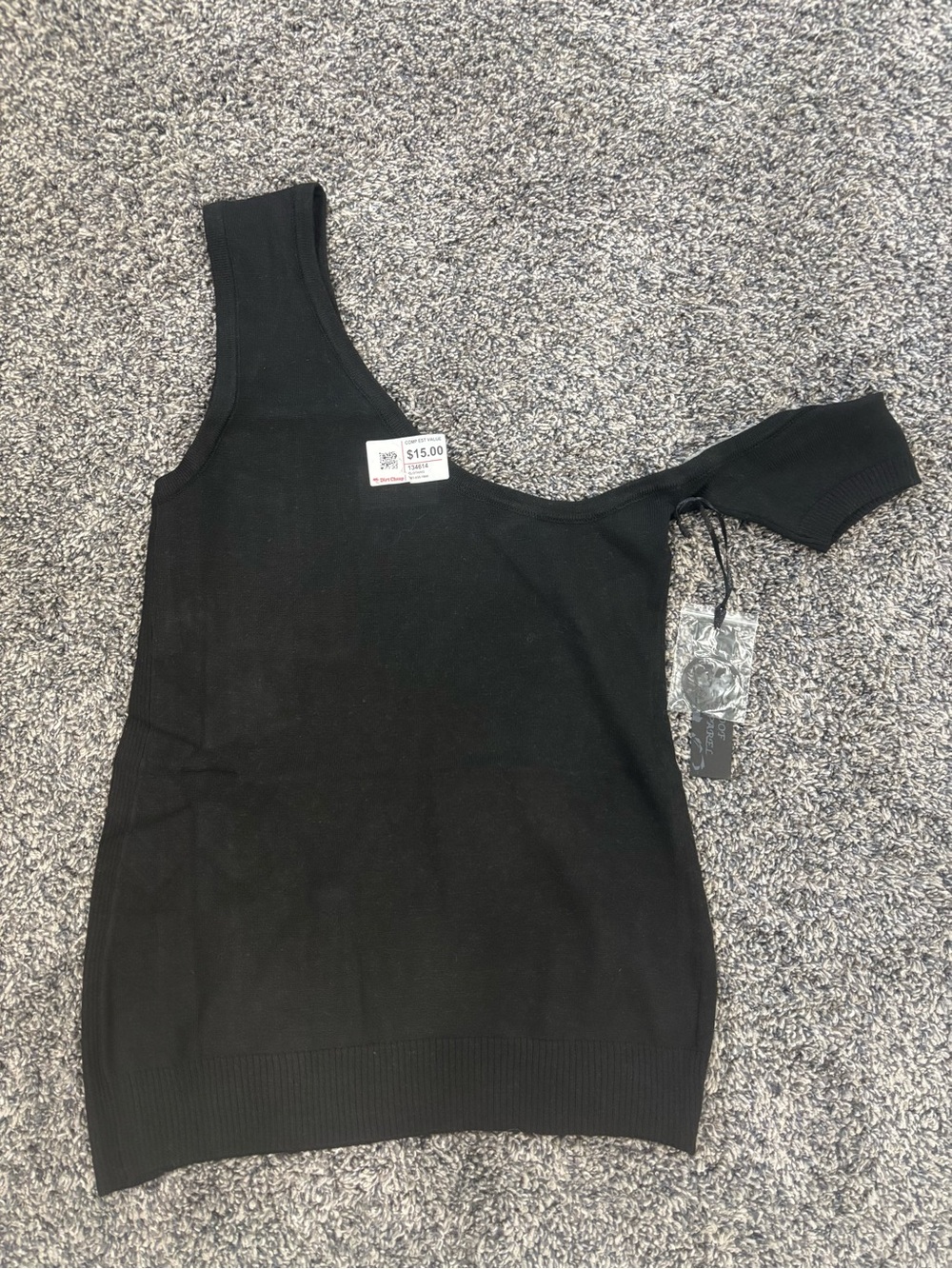 One-Shoulder asymmetrical Black sweater Knit Top